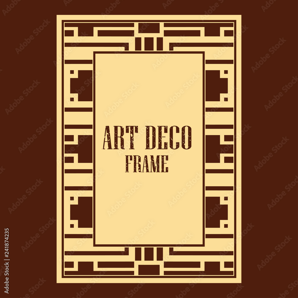 Vector geometric frame in Art Deco style. Rectangle vector abstract element for design. Vector geometric frame in Art Deco style. Rectangle vector abstract element for design.