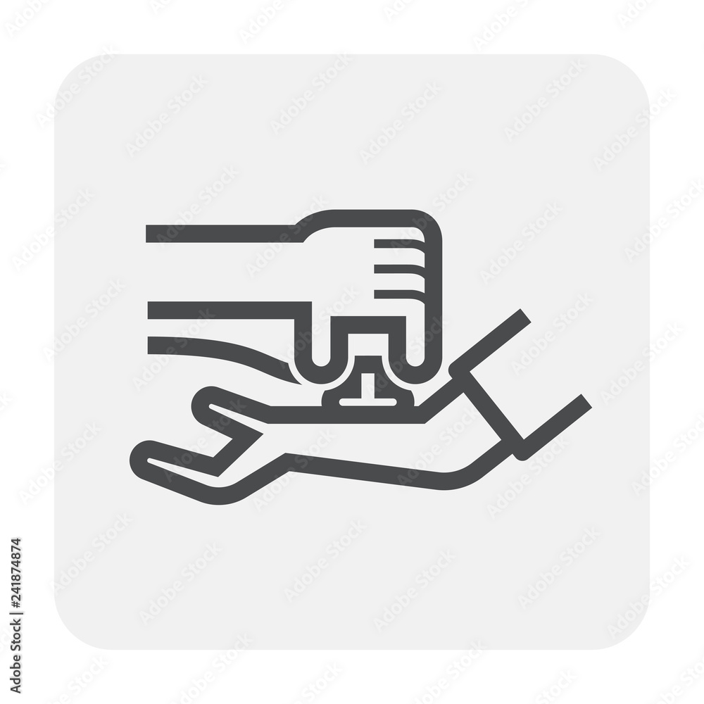 Pulse check vector icon consist of stethoscope, hand and arm. Doctor or nurse to diagnosis, diagnose heart, cardiac heartbeat rate or rhythm for patient, human to cardiology treatment and health care. Pulse check vector icon consist of stethoscope, hand and arm. Doctor or nurse to diagnosis, diagnose heart, cardiac heartbeat rate or rhythm for patient, human to cardiology treatment and health care.