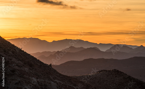 Sunset of mountain layers in southern Utah