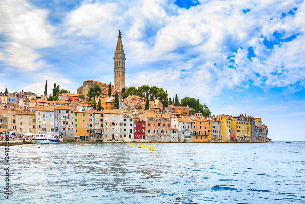 Cityscape of Rovinj touristic village at the Adriatic sea Istria, Croatia