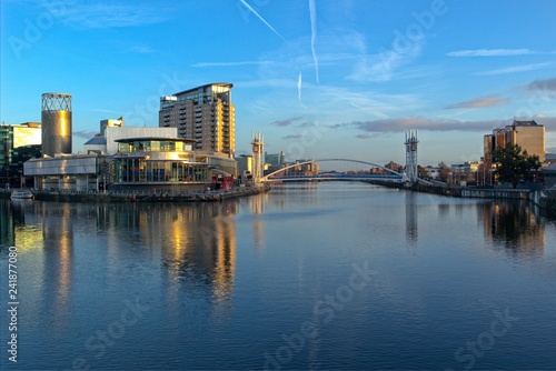 The Lowry and the Salford Quays Lift Bridge, Salford, Greater Manchester