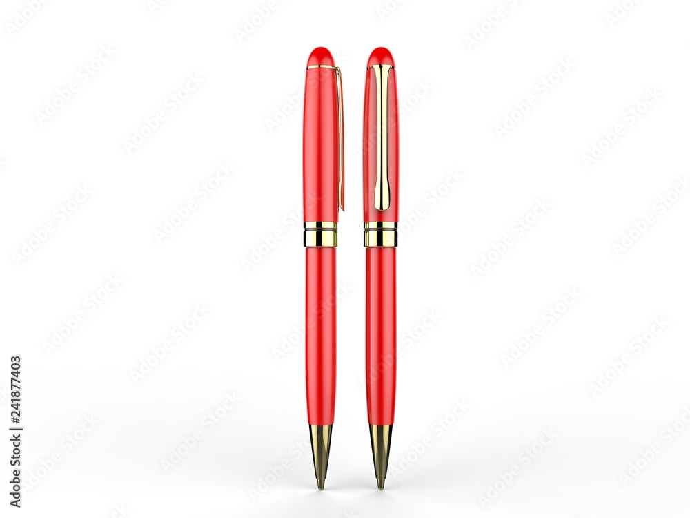 Blank metal pen isolated on white background for branding. 3d render illustration. Blank metal pen isolated on white background for branding. 3d render illustration.