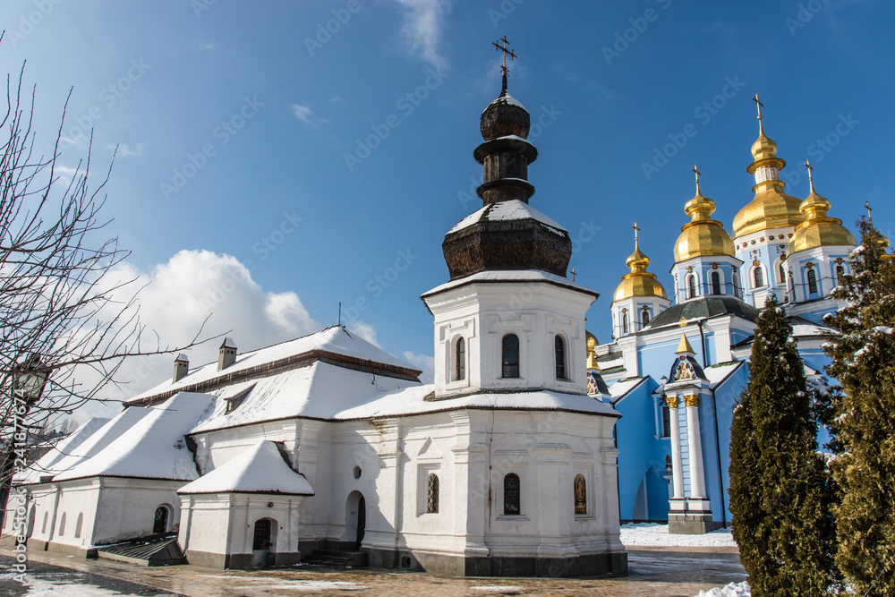 White church inside the St. Michael's Monastery in Kiev, Ukraine (Europe) in Winter White church inside the St. Michael's Monastery in Kiev, Ukraine (Europe) in Winter