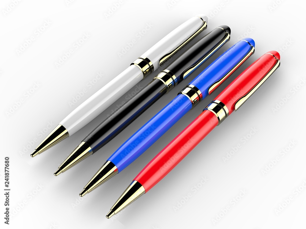 Blank metal pen isolated on white background for branding. 3d render illustration. Blank metal pen isolated on white background for branding. 3d render illustration.