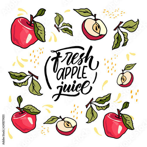 Cards for the season of cider with a beautiful apple branch, can be used as a menu cover, label, vector illustration