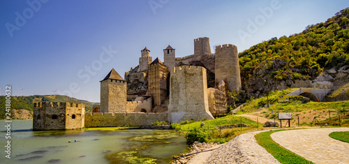 Golubac fortress on the danube river in Serbia photo