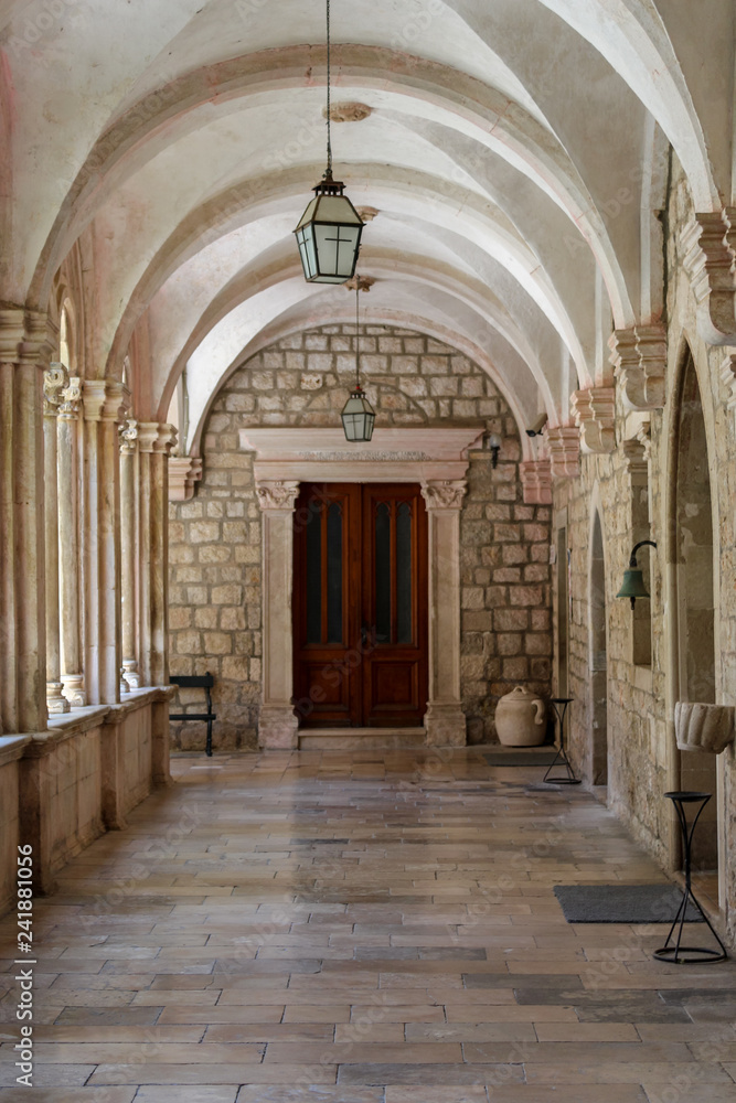 cloister in samostan monastery Dubrovnik, croatia