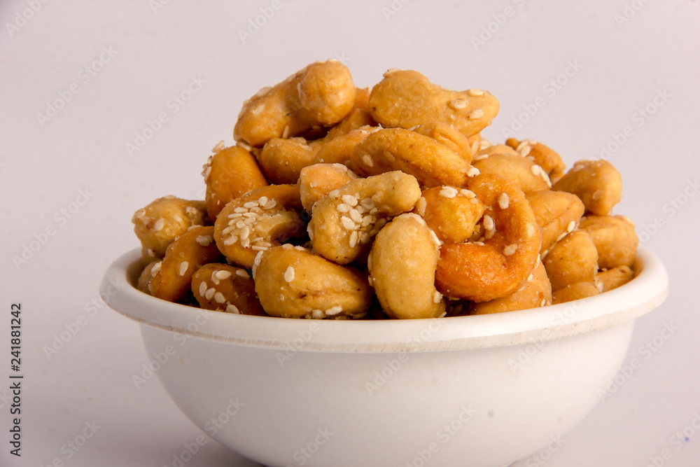 honey flavored cashew in bowl honey flavored cashew in bowl
