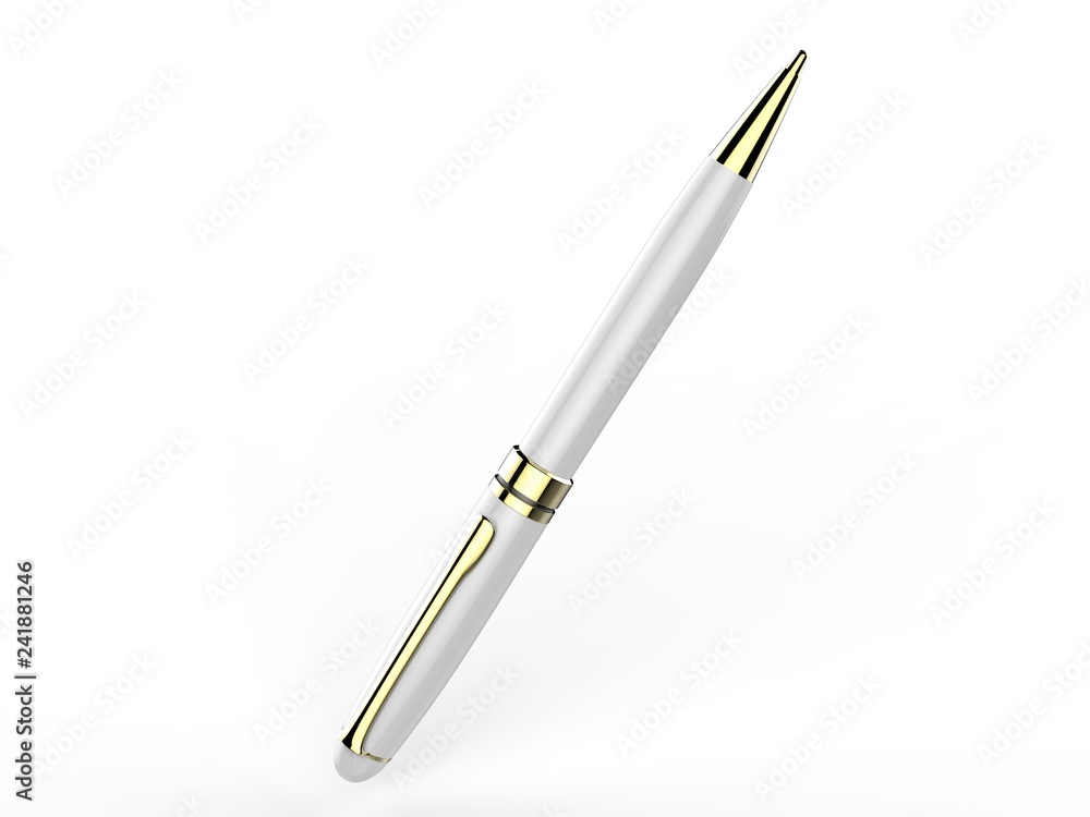 Blank metal pen isolated on white background for branding. 3d render illustration. Blank metal pen isolated on white background for branding. 3d render illustration.
