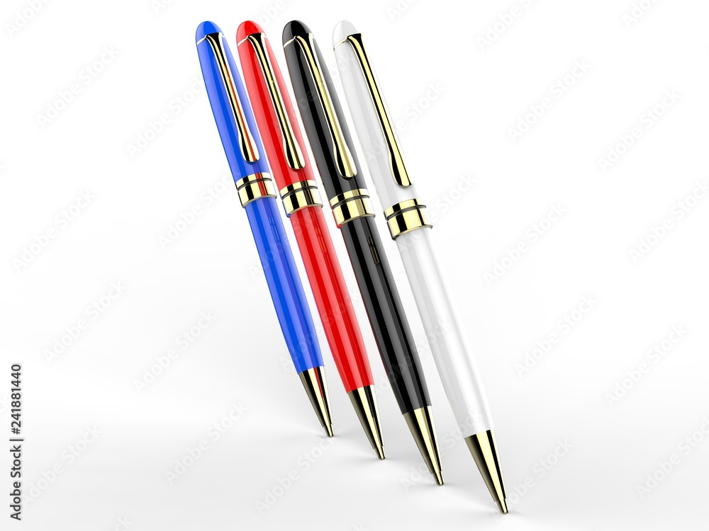 Blank metal pen isolated on white background for branding. 3d render illustration. Blank metal pen isolated on white background for branding. 3d render illustration.