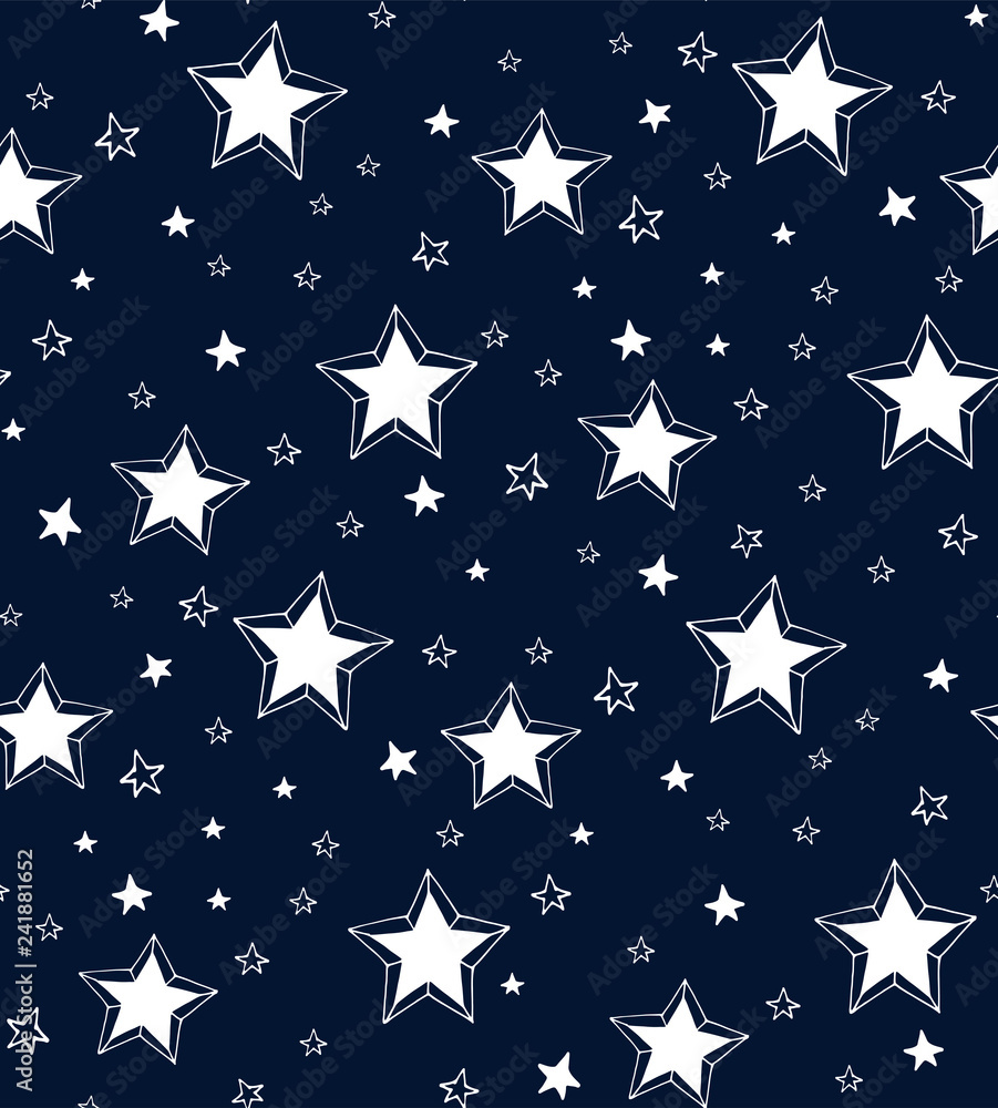 Obraz premium Seamless pattern sketches of stars hand-drawn.