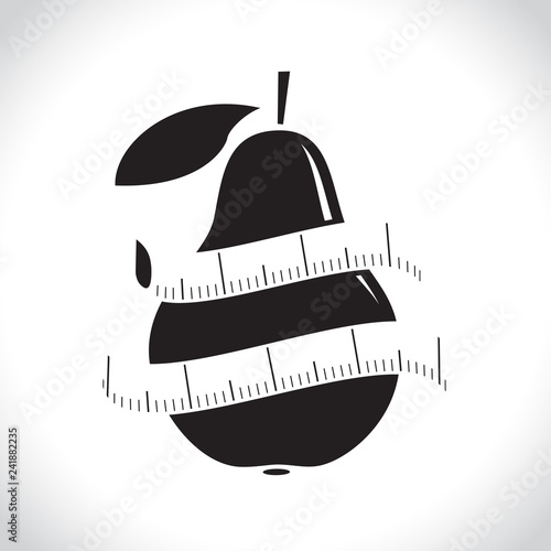 illustration of measuring tape around fresh apple. Diet concept. Vector illustration