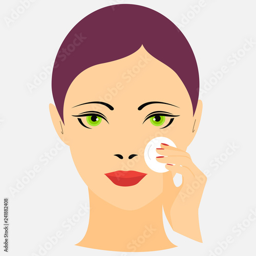 Portrait of a young  girl removing make up