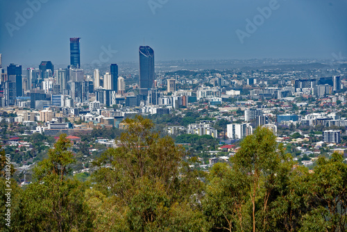 View from Mount Coot-tha of the Brisbane  Australia central business district and surrounding suburbs