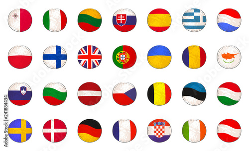 Set with EU Flags Made as Badges