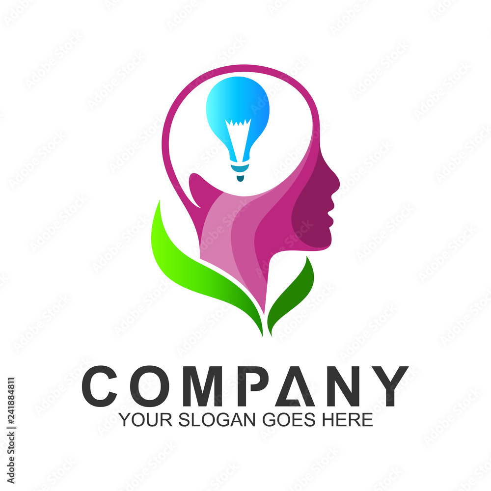 smart idea, people brain with bulb creative logo design smart idea, people brain with bulb creative logo design