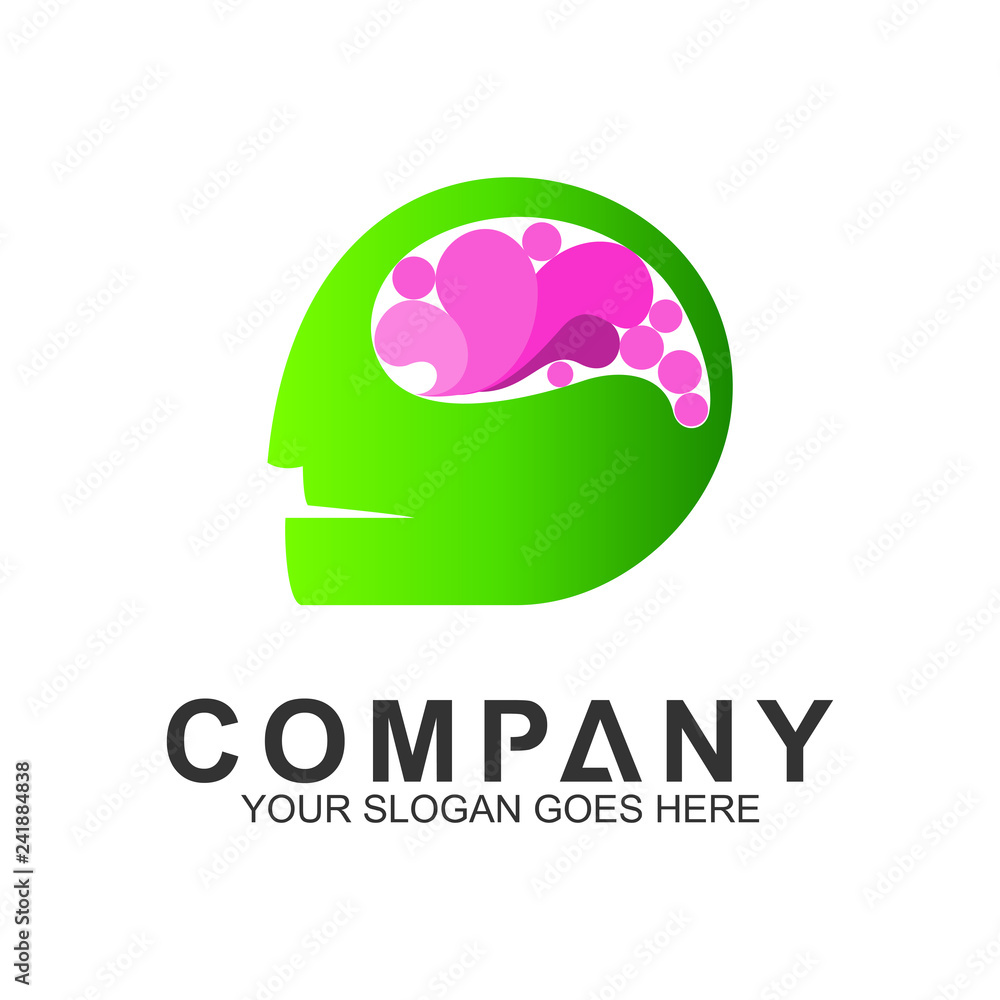 smart think, brain system, head with creative brain logo smart think, brain system, head with creative brain logo