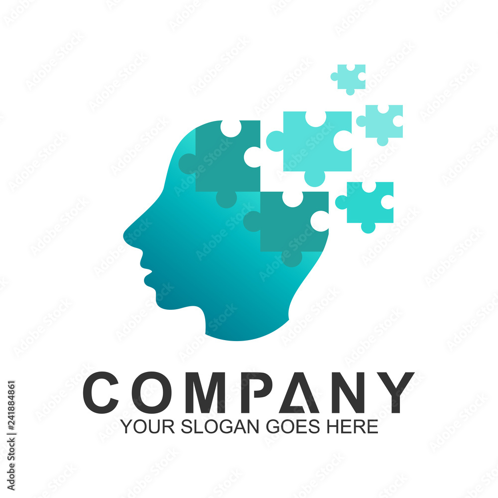 brain puzzle, smart and creative logo design