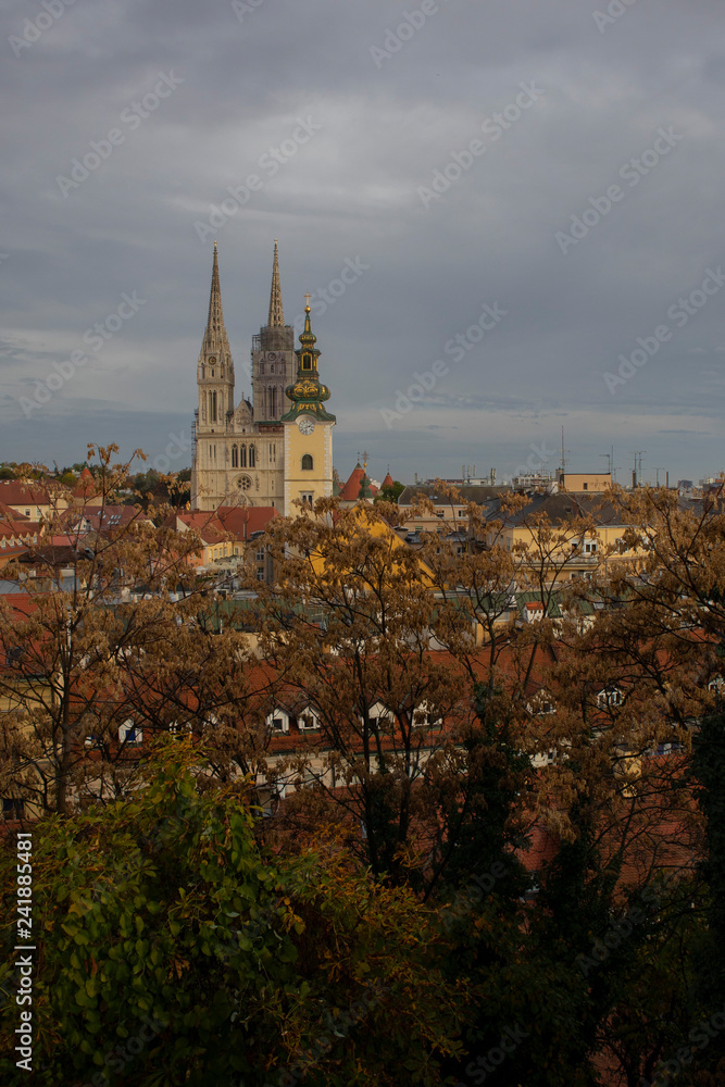 Beautiful view on lower town of Zagreb, Croatia