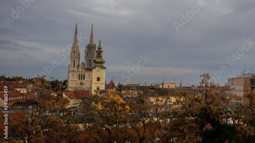 Beautiful view on lower town of Zagreb, Croatia