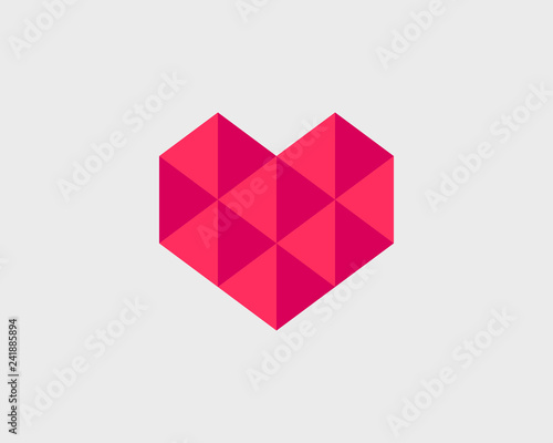Geometrical stylized heart with triangles. Vector heart icon.