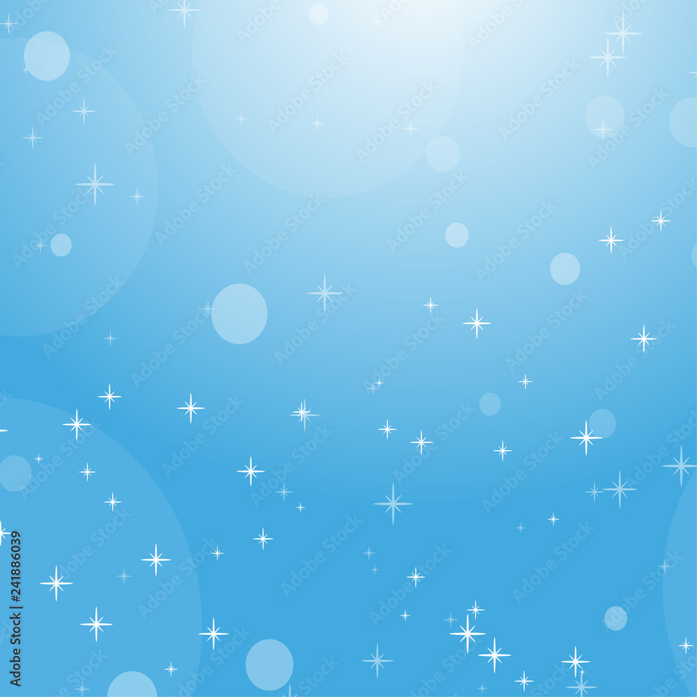 Color abstract background of blue sky with bokeh and stars. Simple flat vector illustration. Color abstract background of blue sky with bokeh and stars. Simple flat vector illustration.