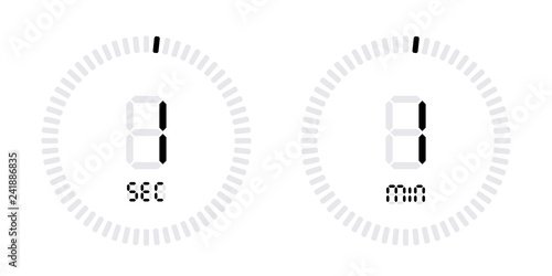 Timer countdown with minutes and seconds Icons