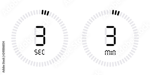 Timer countdown with minutes and seconds Icons