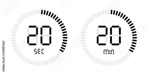 Timer countdown with minutes and seconds Icons