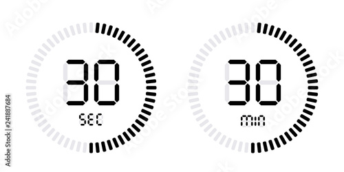 Timer countdown with minutes and seconds Icons