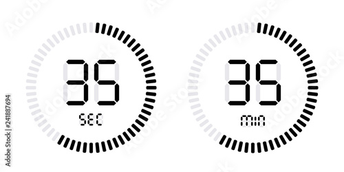 Timer countdown with minutes and seconds Icons