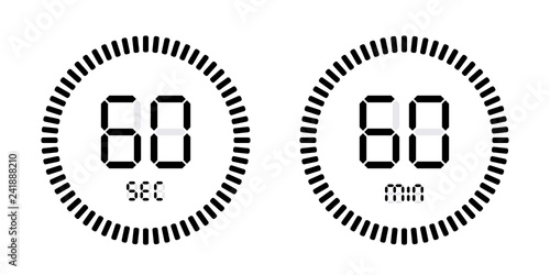 Timer countdown with minutes and seconds Icons
