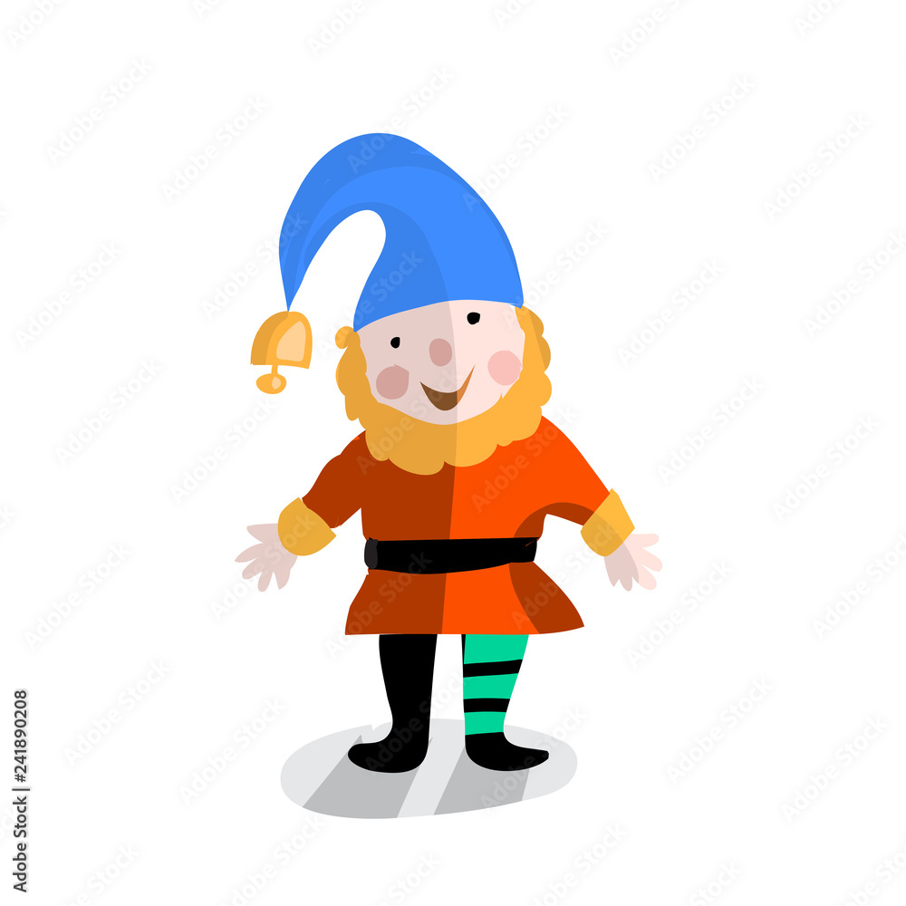 Funny colorful gnome flat character isolated on white background Funny colorful gnome flat character isolated on white background