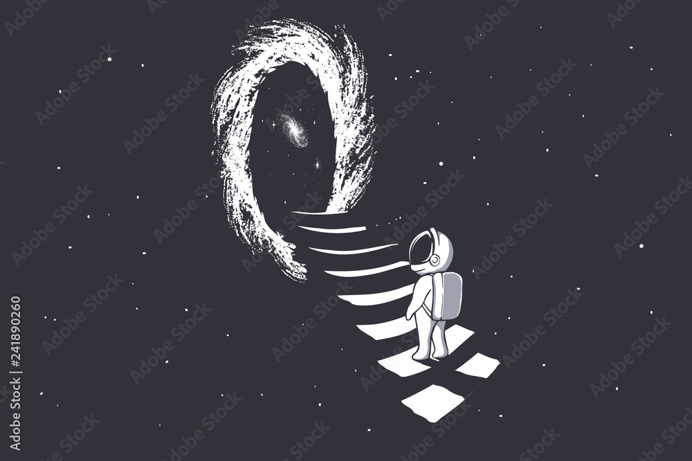 Ταπετσαρία an astronaut climbs the stairs into wormhole