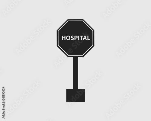 Hospital Sign of Highway with gray Background.