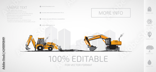 Construction equipment, excavators.