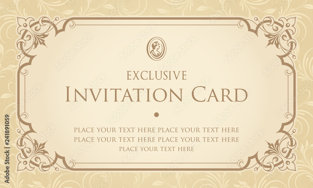 Exclusive invitation card vector design in vintage style