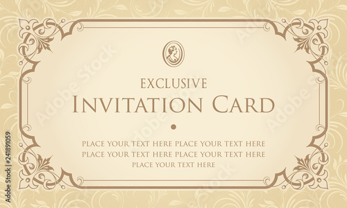 Exclusive invitation card vector design in vintage style