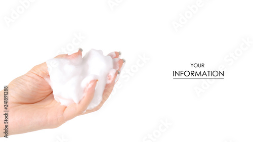Soapy hands foam mousse for styling pattern on white background isolation 