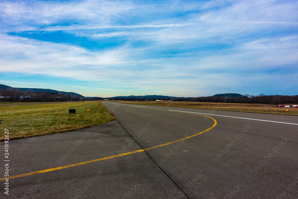 Airport Runway and Blue Sky