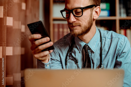 Doctor using smartphone