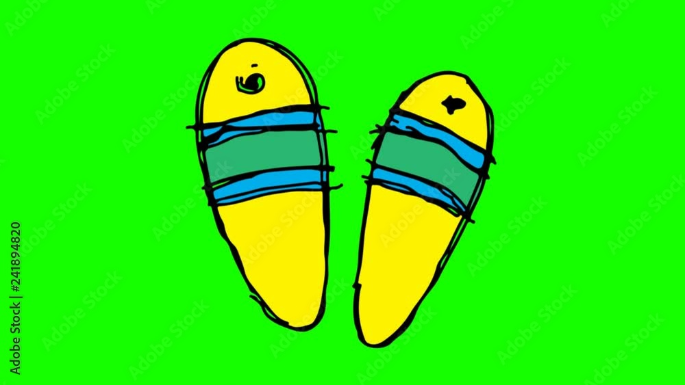 hand drawing green screen with theme of slippers hand drawing green screen with theme of slippers
