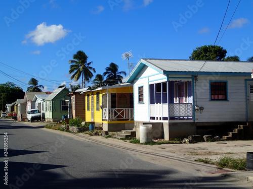 beautiful colorful houses in a street in Barbados