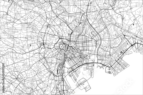 Photo map of the city of Tokyo, Kanto, Island Honshu, Japan