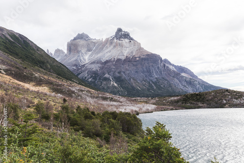 Fototapeta Naklejka Na Ścianę i Meble -  Trekking the Patagonian mountain range in Torres del Paine National Park Chile
