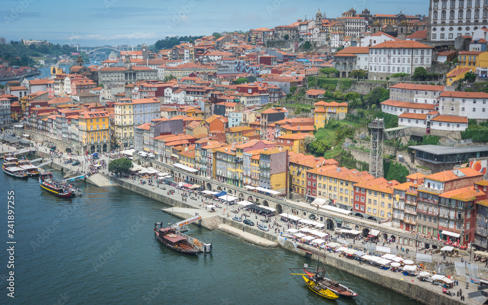 PORTO - MAY 25: Ribeira waterfront district on MAY 25, 2015 in Porto,Portugal - Image
