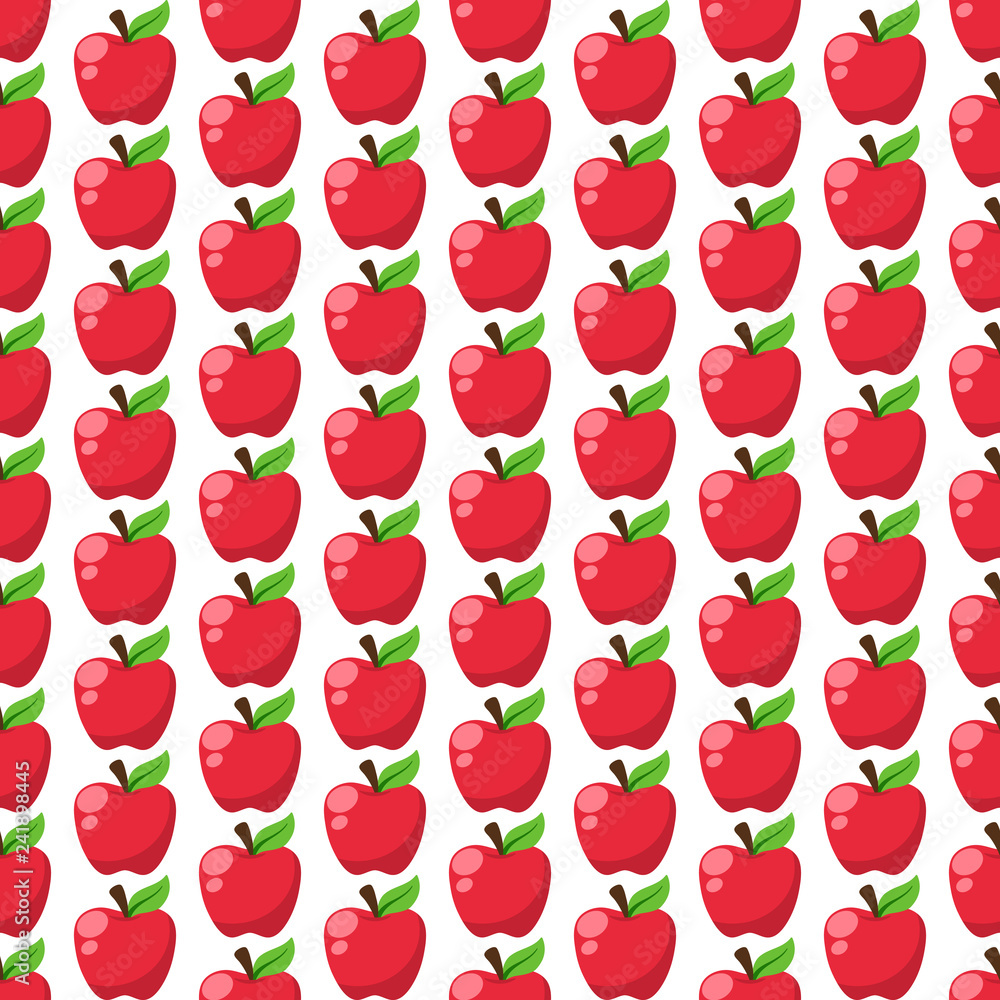 Red Apple Seamless Pattern - Red apples on white background
