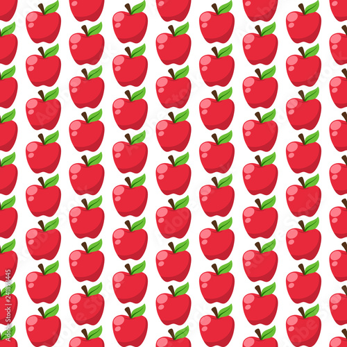 Red Apple Seamless Pattern - Red apples on white background