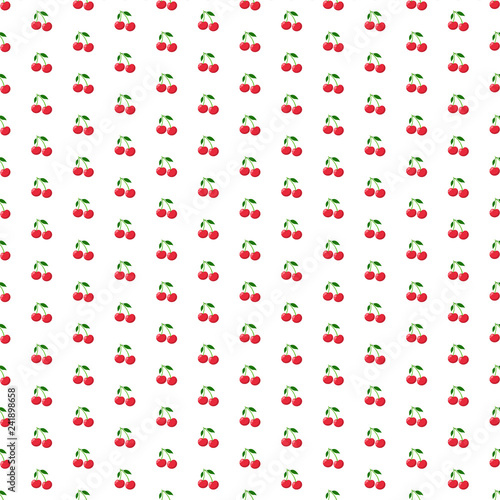 Tiny Cherries Seamless Pattern - Small cherries on white background