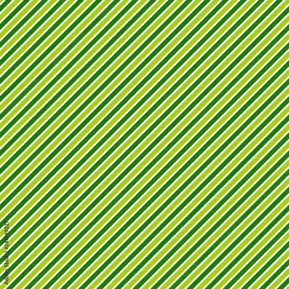 Fototapeta premium Green Diagonal Stripes Seamless Pattern - Green, light green, and white diagonal stripes